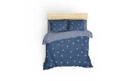 L'essentiel linge de maison Juego de funda de edredón doble Üçgen - Azul y Blanco